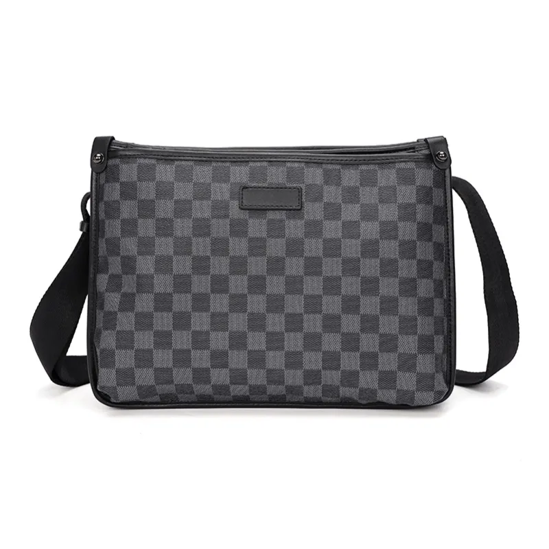 Old Man's Head Synthetic Leather Shoulder Bag Men's Black-0
