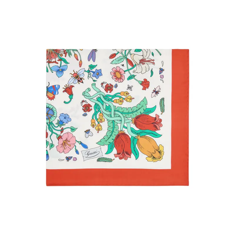 GUCCI Silk, Twill, Silk Scarves Women's White-1