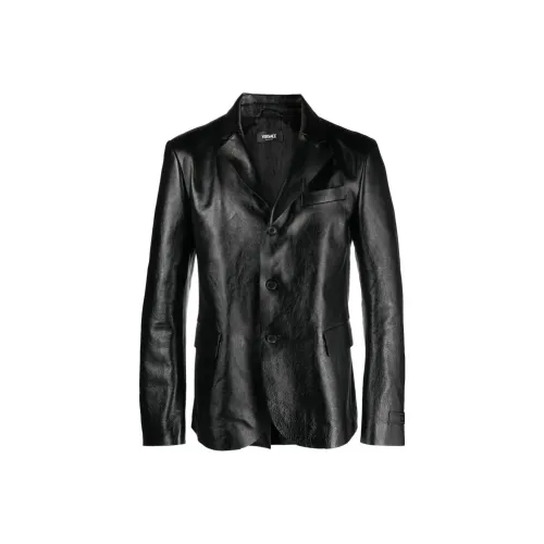 VERSACE Single breasted Leather Blazer