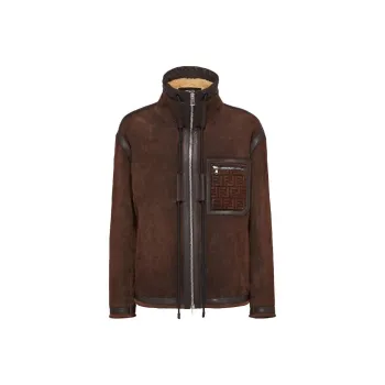 FENDI High Neck Zip-Up Oversized Jacket