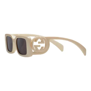 GUCCI Injection Molding Square Sunglasses Women's Beige