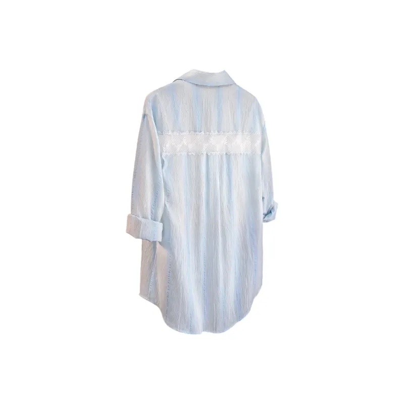 Cypress House Shirt Women's Light Blue Stripes-1