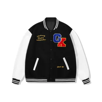 GUKUUL Baseball Jacket Unisex Back To School Season Black