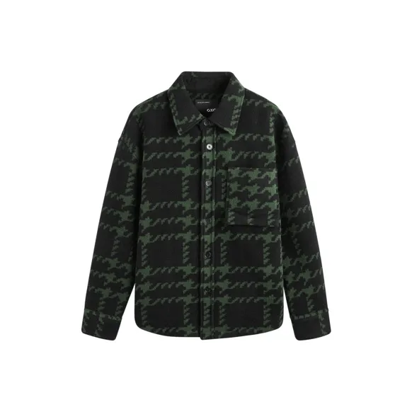 GXG Coat Men's Black And Green Plaid-0