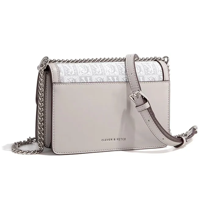 CLEVER& KETCH PU Small Square Bag, Crossbody Bag, Shoulder Bag Women's Gray-3