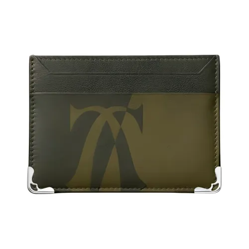 CARTIER Must De Cartier Calfskin Card Clip Card Holder Women's Khaki