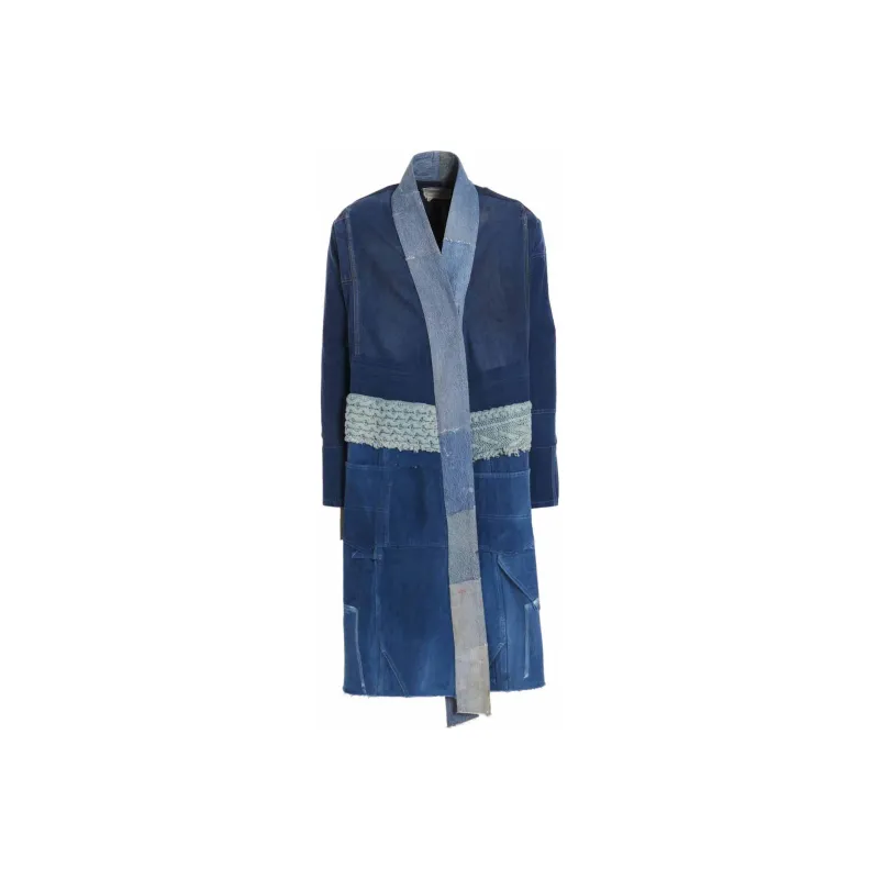 GREG LAUREN Denim Patchwork Open Front Coat-0