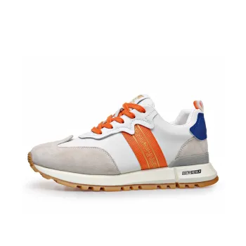 Romon Cushioning And Breathable Low Top Casual Shoes Men's White Orange