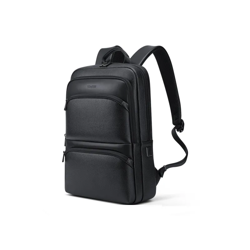 WilliamPOLO Cow Leather Laptop Bag Backpack Regular Men's Black-3