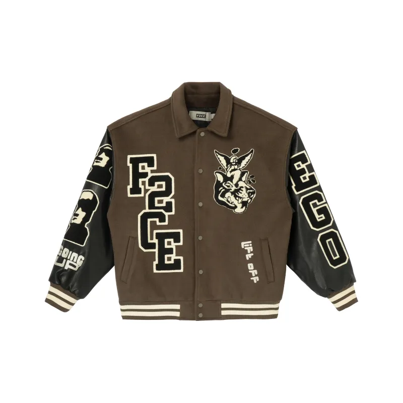 FIRE 2 COLD EGO FW22 Thickened Baseball Jacket Spring And Autumn Unisex Dark Brown-6