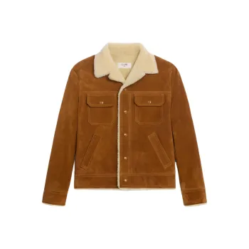 CELINE Trucker Jacket In Split Calfskin