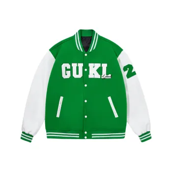 GUKUUL Baseball Jacket Winter Unisex Green