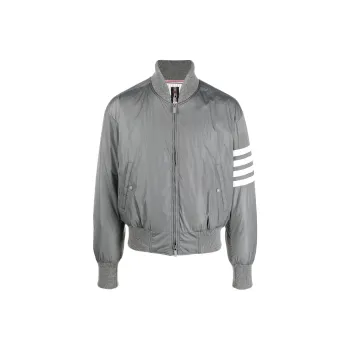 THOM BROWNE 4 Bar Striped Zipped Bomber Jacket