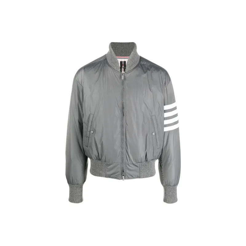 THOM BROWNE 4 Bar Striped Zipped Bomber Jacket-0