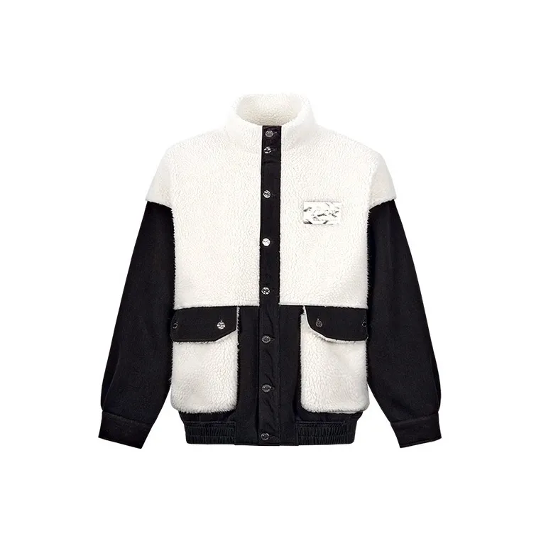 YLDP Velvet feel Coat Unisex Black White-0