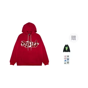 KZDALL Towel Embroidered Hoodie Sweatshirt Unisex Red