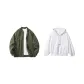 Army Green Coat+White Sweatshirt