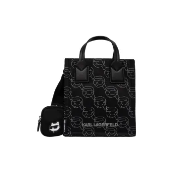 KARL LAGERFELD IKON RPA One Shoulder Handbag Trumpets Women's Black
