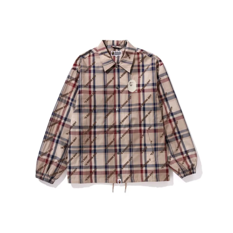 A BATHING APE A BATHING APE Logo Check Pattern Coach Jacket-0