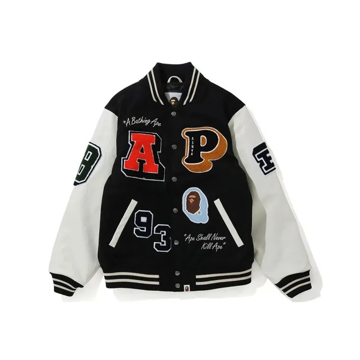 A BATHING APE Crazy Patch Varsity Jacket-0