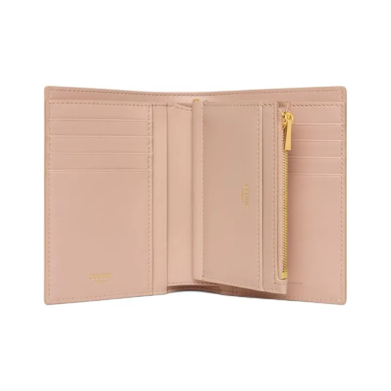 CELINE Calfskin Wallet Women's Soft Peach Powder-3