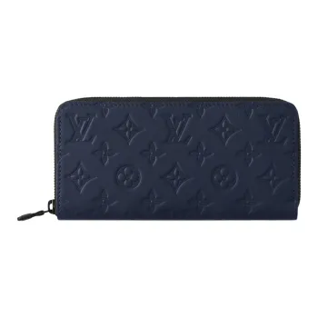 LOUIS VUITTON Zippy Embossed Calfskin Wallet Men's Marine Blue