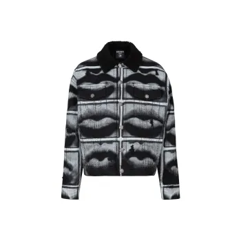 BALMAIN Lips print Denim Jacket