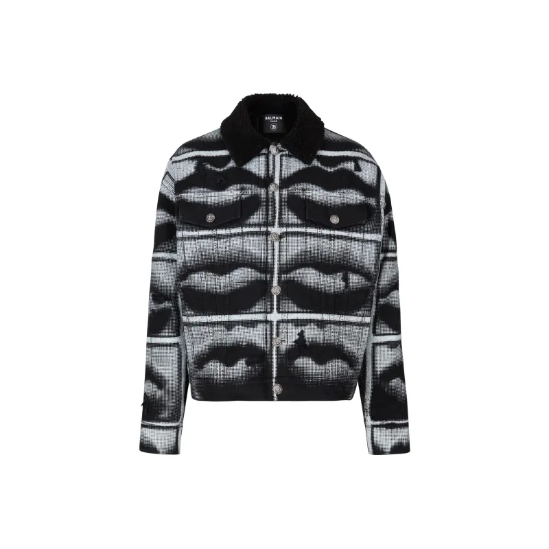 BALMAIN Lips print Denim Jacket-0