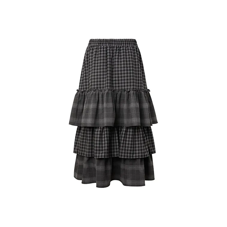 BANDITK GANGN Casual Long Skirt Women's Black Gray-1