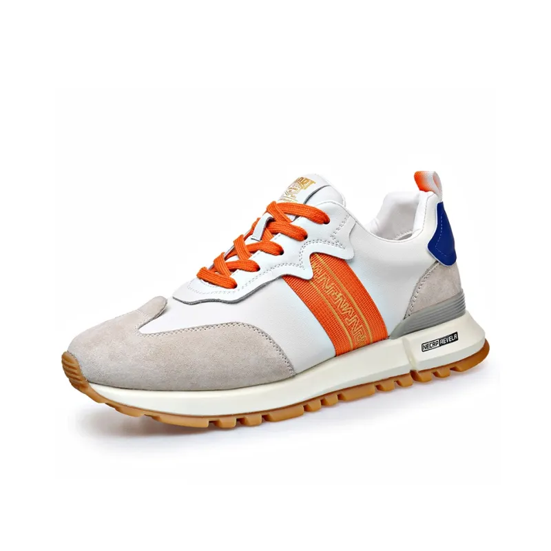 Romon Cushioning And Breathable Low Top Casual Shoes Men's White Orange-1