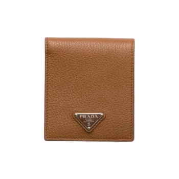 PRADA Vitello Dino Cow Leather Wallet Men's Cognac Brandy