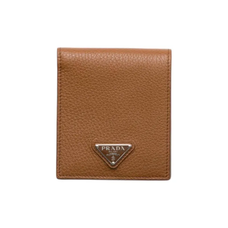 PRADA Vitello Dino Cow Leather Wallet Men's Cognac Brandy-0