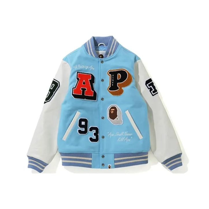 A BATHING APE Crazy Patch Varsity Jacket-2