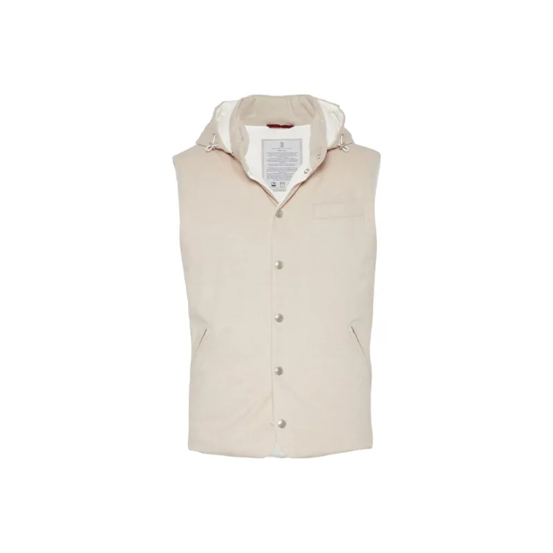 Brunello Cucinelli Flannel Hooded Down Vest-0