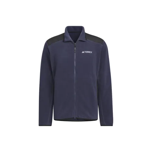 Adidas Full Zip Polar Fleece Jacket Velvet feel Coat Men's Dark Navy Blue