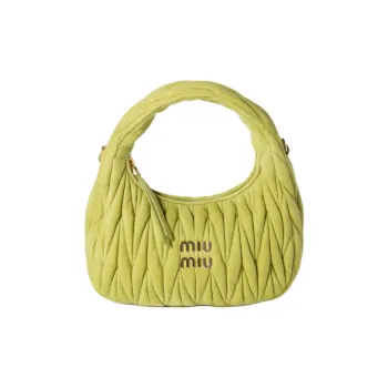 MIU MIU Wander Series Lambskin Hobo Bag Handbag Trumpets Women's Ivy Green