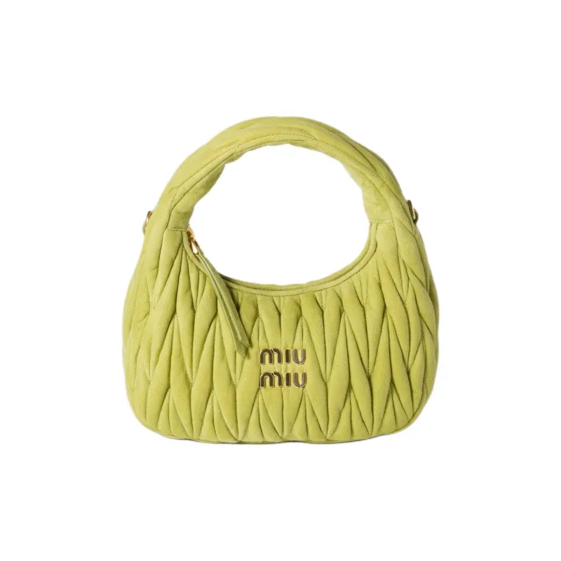 MIU MIU Wander Series Lambskin Hobo Bag Handbag Trumpets Women's Ivy Green-0