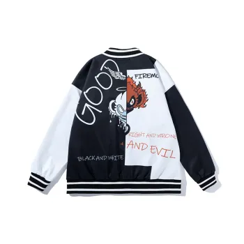FireMonkey Baseball Jacket Unisex Black White