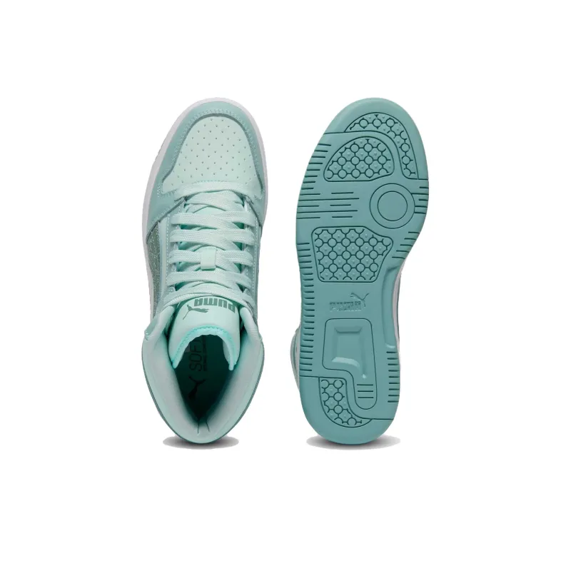 PUMA Rebound Layup Anti Slip Wear Resistant Mid Top Skateboard Shoes Women's Blue Green-3