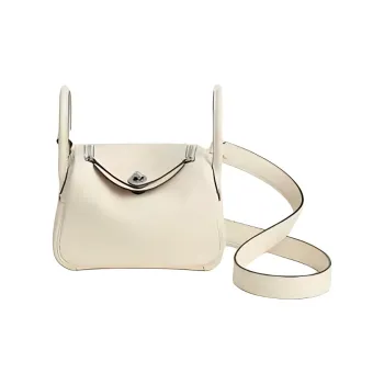 HERMES Lindy Clemence Bullock Leather One Shoulder Handbags Mini Women's I2 Nata Cream White