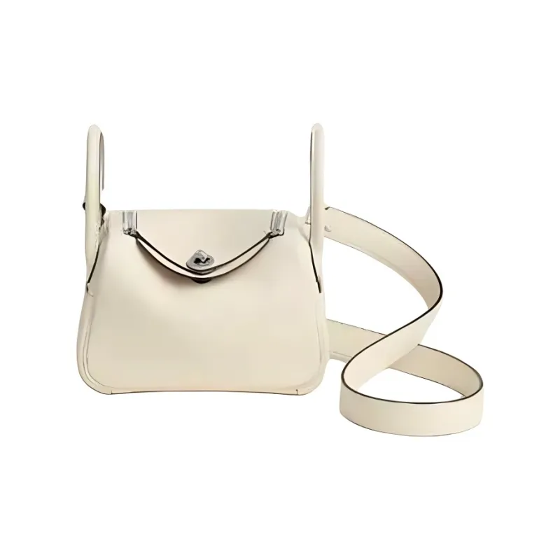 HERMES Lindy Clemence Bullock Leather One Shoulder Handbag Mini Women's I2 Nata Cream White-0