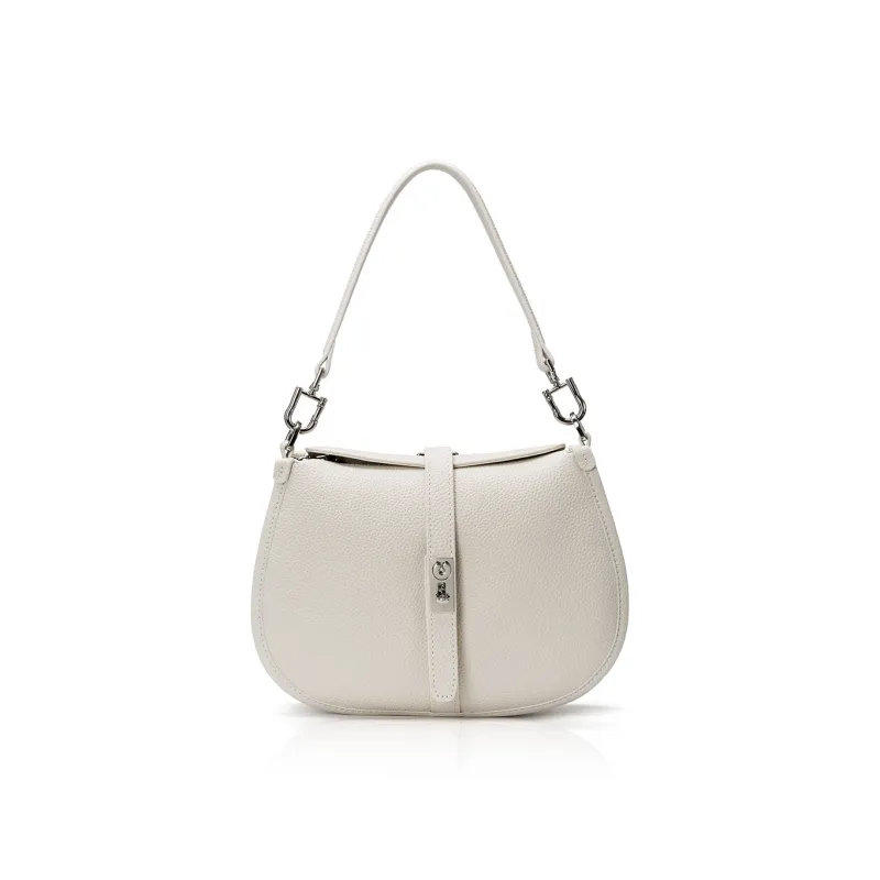 ROBERTA DI CAMERINO Cow Leather Crescent Bag, Crossbody Bag, Shoulder Bag Women's Black/Beige-6