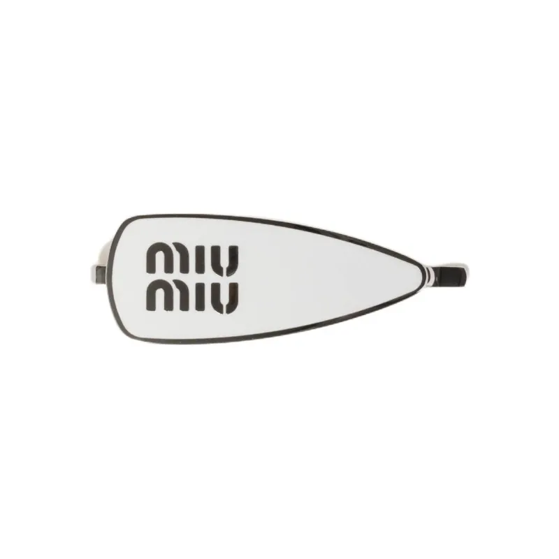 MIU MIU Enamel Hair Clips Unisex White-0