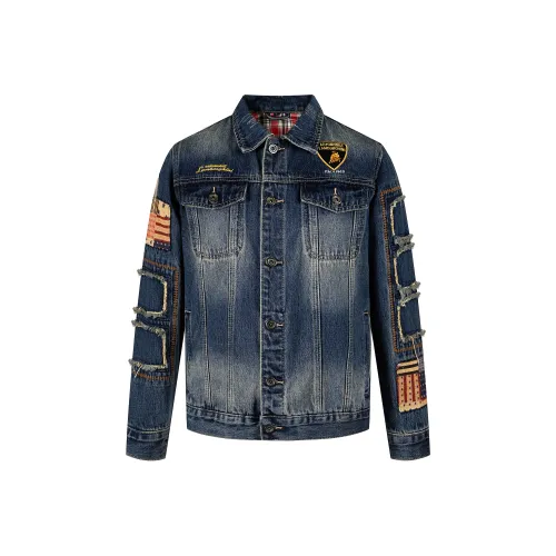 Automobili Lamborghini Denim Jacket Men's Blue