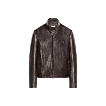 COURREGES Zipped Vinyl Biker Jacket