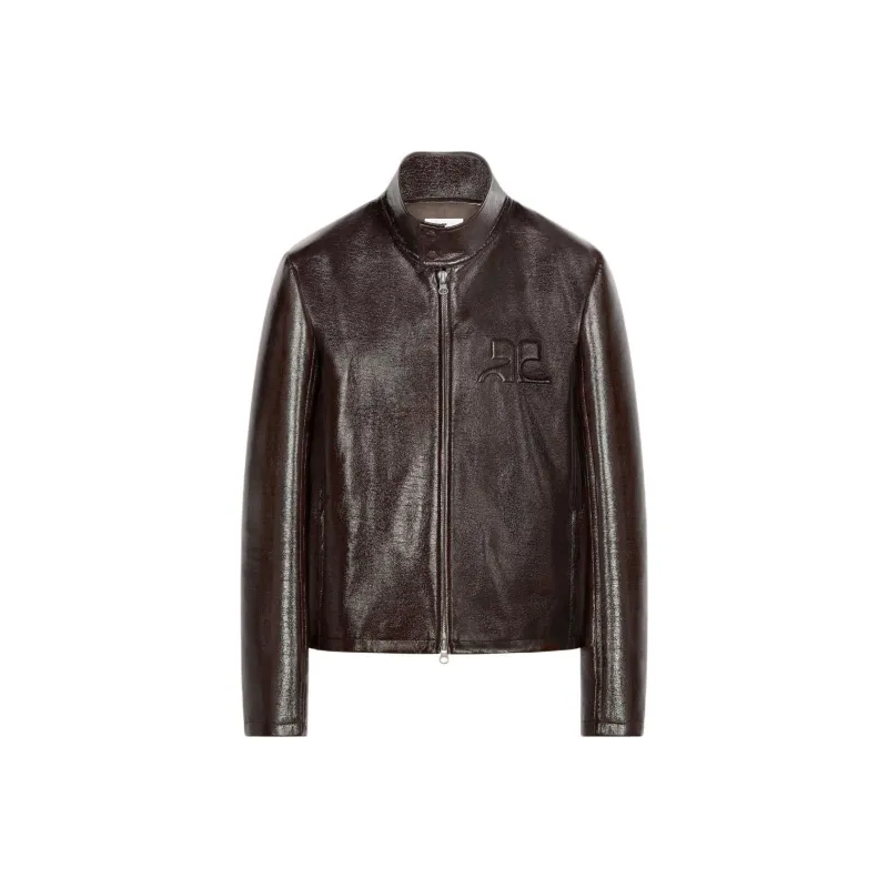 COURREGES Zipped Vinyl Biker Jacket-0