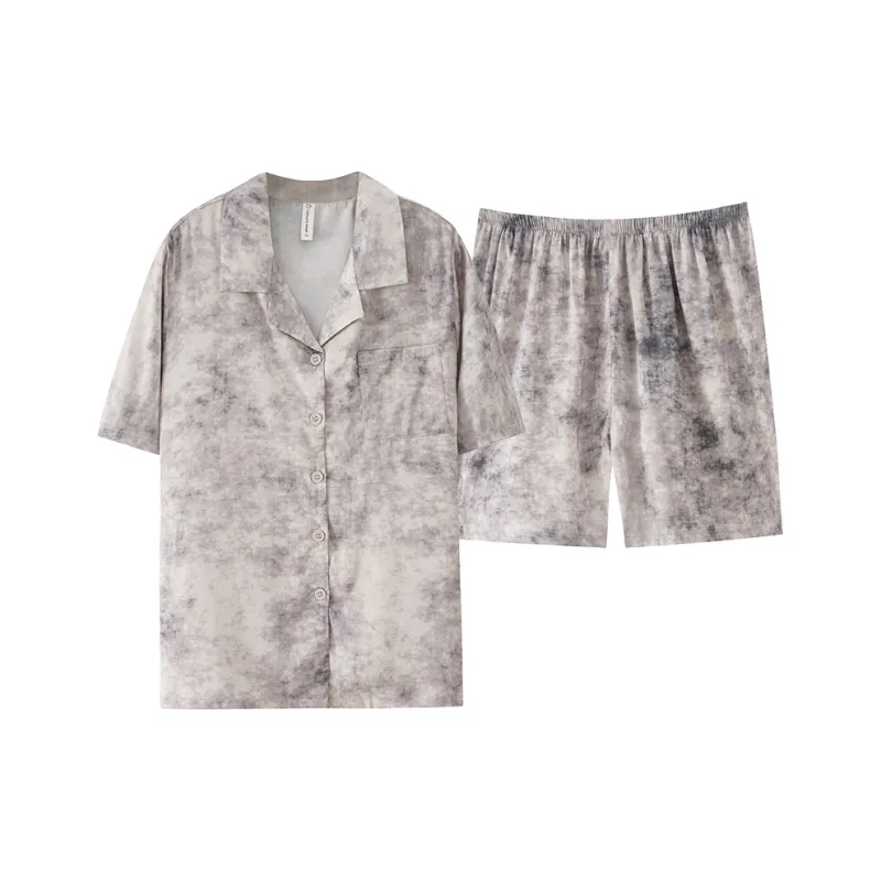 XIAFENYAN Pajama Set Unisex Brown Gray-8