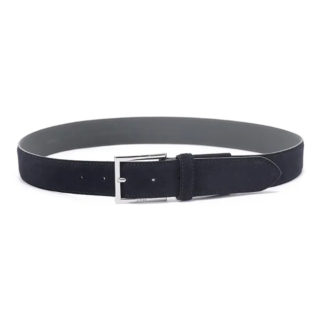 HUGO BOSS Suede Cow Leather Belts Men's Dark Blue 3.5cm-2