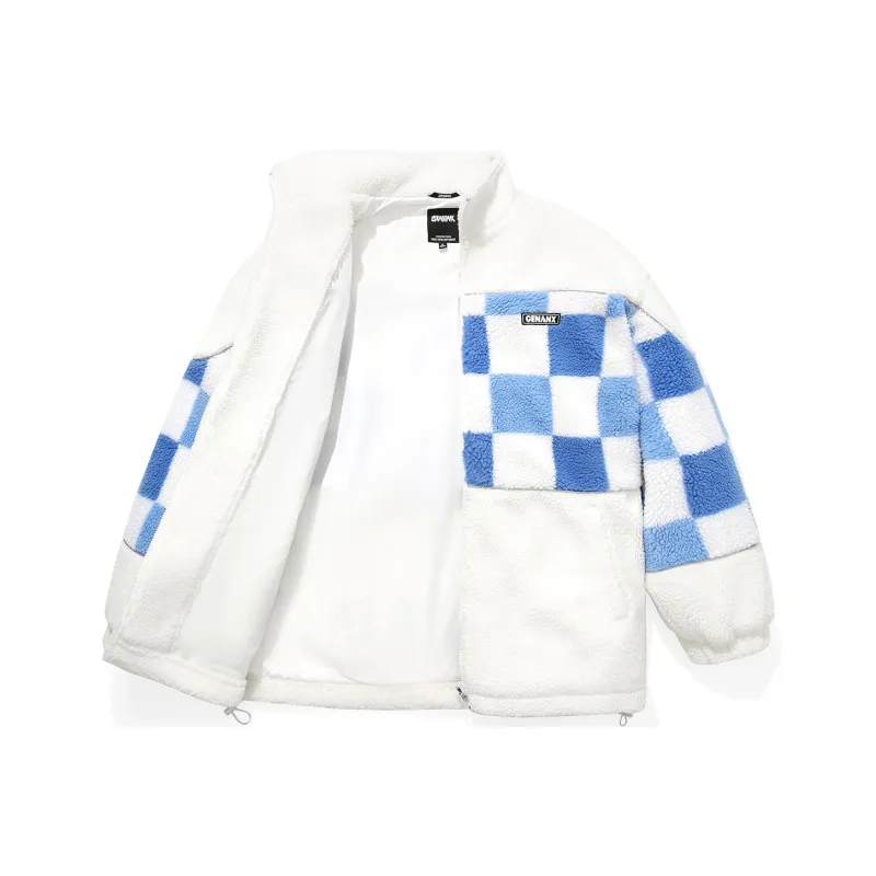 GENANX Letter Plaid Stand Collar Loose Fit Puffer Jacket Unisex-6