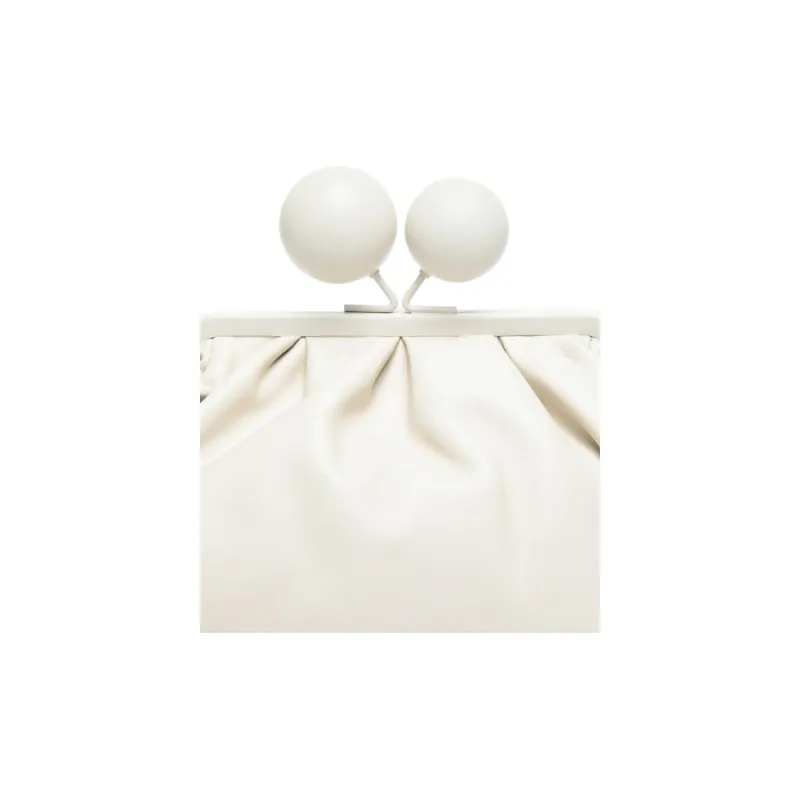 WEEKEND MaxMara Pasticcino Nappa Leather Handbag Medium Size Women's Milk White-4